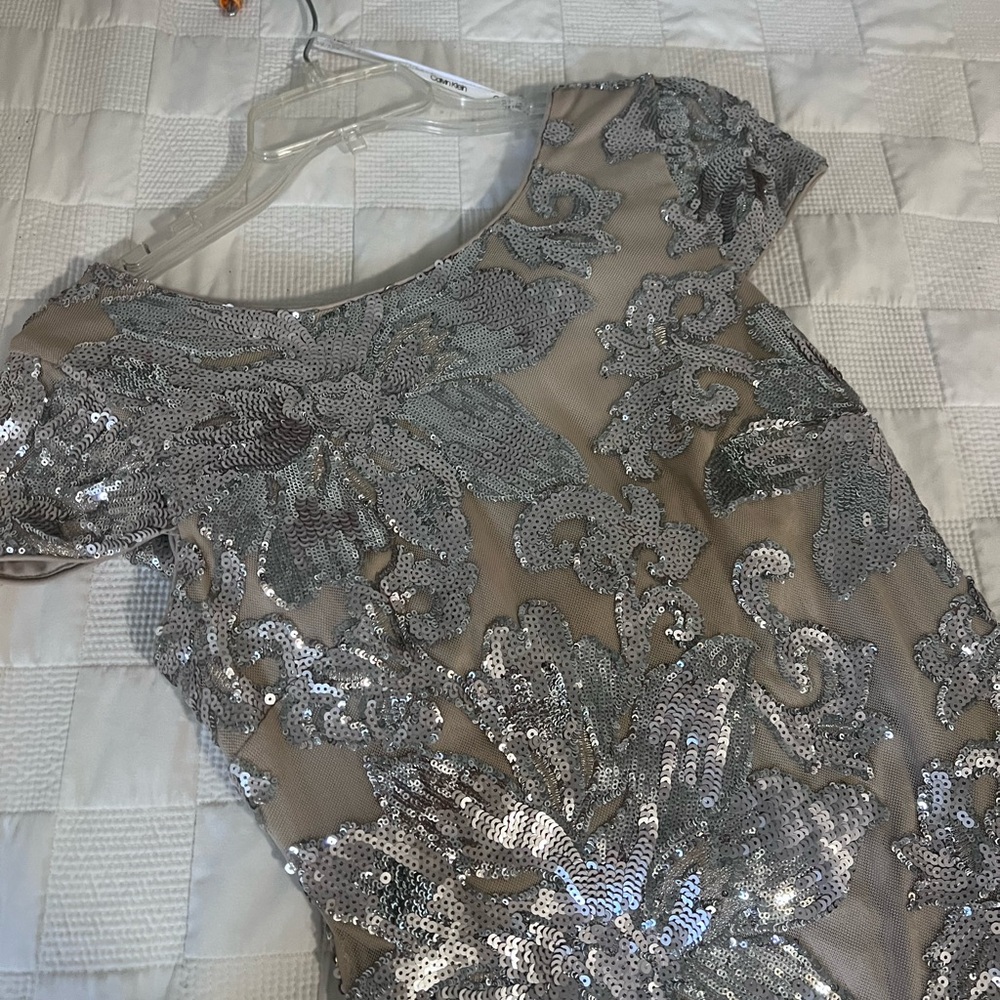 Calvin Klein Silver Sequin Wedding Dress